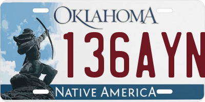 OK license plate 136AYN