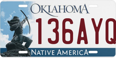 OK license plate 136AYQ