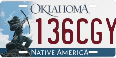 OK license plate 136CGY