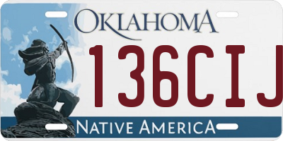 OK license plate 136CIJ