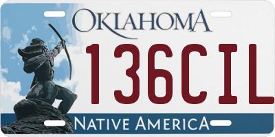 OK license plate 136CIL