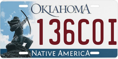 OK license plate 136COI