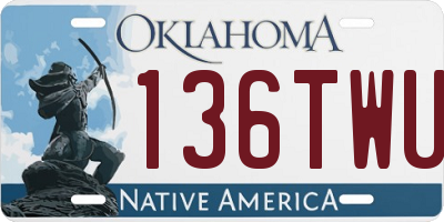 OK license plate 136TWU
