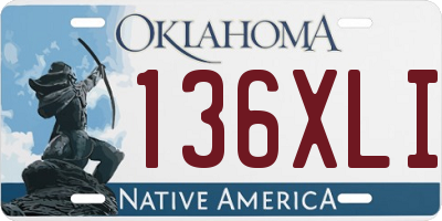 OK license plate 136XLI