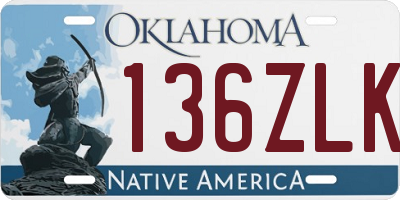 OK license plate 136ZLK