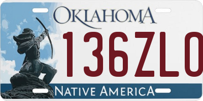 OK license plate 136ZLO
