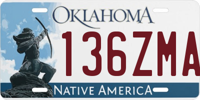 OK license plate 136ZMA