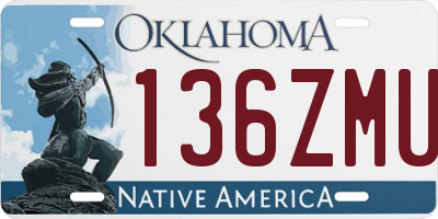 OK license plate 136ZMU