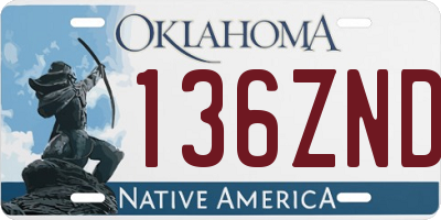 OK license plate 136ZND