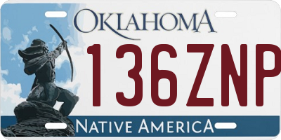 OK license plate 136ZNP