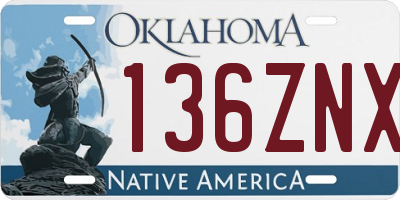 OK license plate 136ZNX