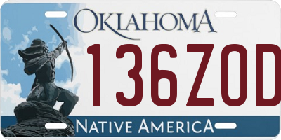 OK license plate 136ZOD