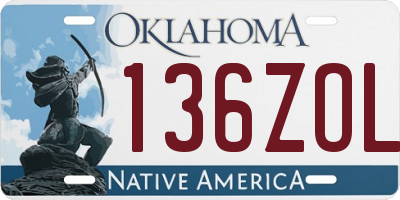 OK license plate 136ZOL