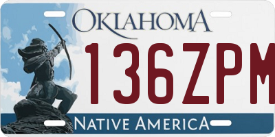 OK license plate 136ZPM