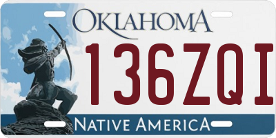 OK license plate 136ZQI