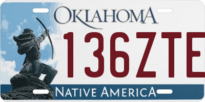 OK license plate 136ZTE