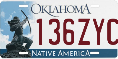 OK license plate 136ZYC