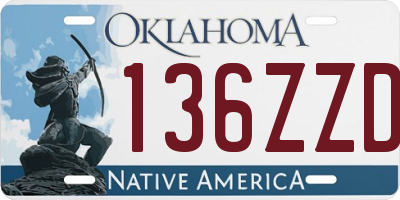 OK license plate 136ZZD