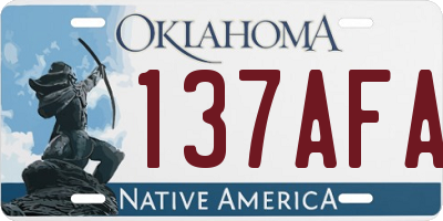 OK license plate 137AFA