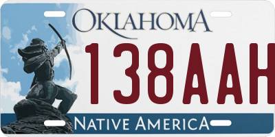 OK license plate 138AAH