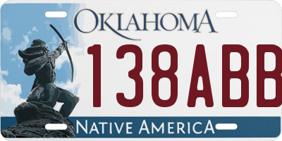 OK license plate 138ABB