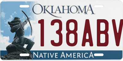 OK license plate 138ABV