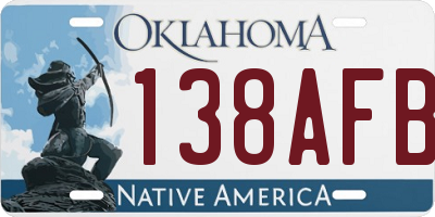 OK license plate 138AFB