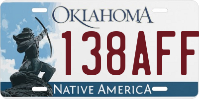 OK license plate 138AFF