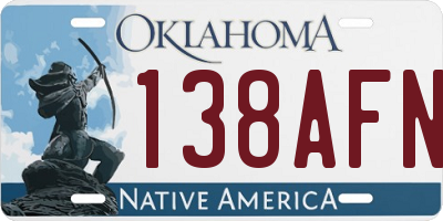 OK license plate 138AFN