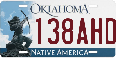 OK license plate 138AHD