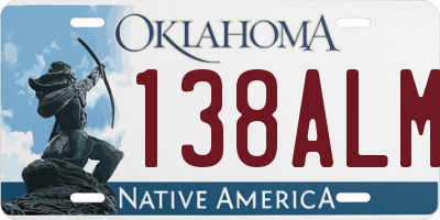 OK license plate 138ALM