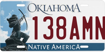 OK license plate 138AMN