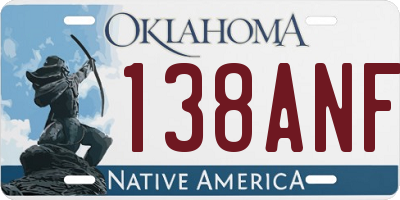OK license plate 138ANF