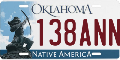 OK license plate 138ANN