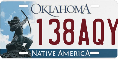 OK license plate 138AQY