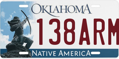 OK license plate 138ARM