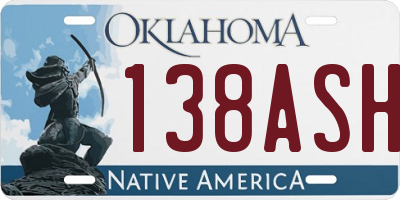 OK license plate 138ASH