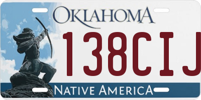 OK license plate 138CIJ