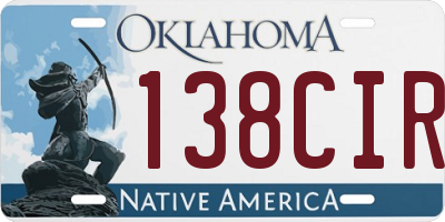 OK license plate 138CIR