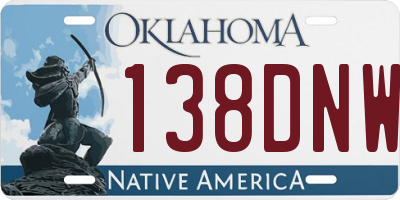 OK license plate 138DNW
