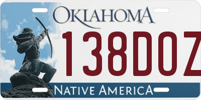 OK license plate 138DOZ