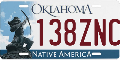 OK license plate 138ZNC