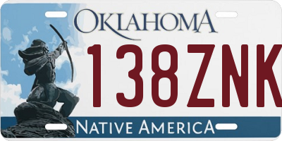 OK license plate 138ZNK