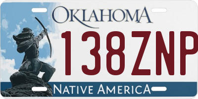OK license plate 138ZNP