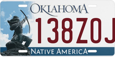 OK license plate 138ZOJ