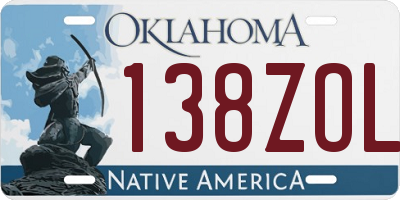 OK license plate 138ZOL