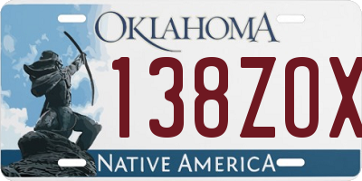 OK license plate 138ZOX