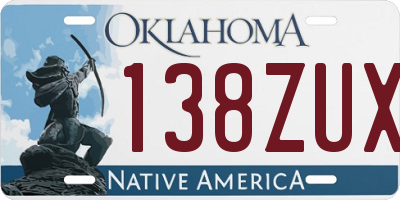 OK license plate 138ZUX