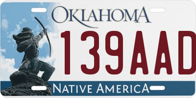 OK license plate 139AAD