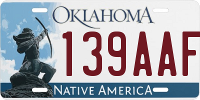 OK license plate 139AAF